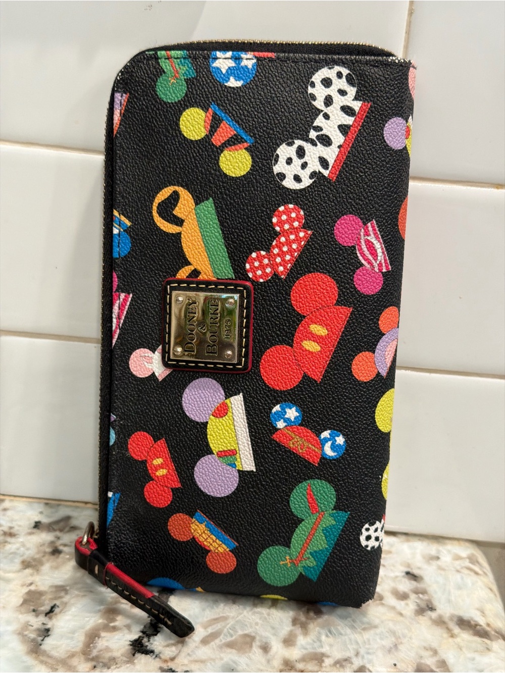 Dooney & Bourke Black Multicolor Mickey Zip-half Around Wallet